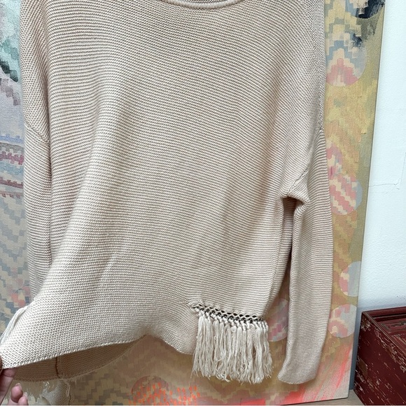 RAMY BROOK Kelly Sweater Blush Pink Pullover Fringe 100% Merino Wool - Picture 9 of 10